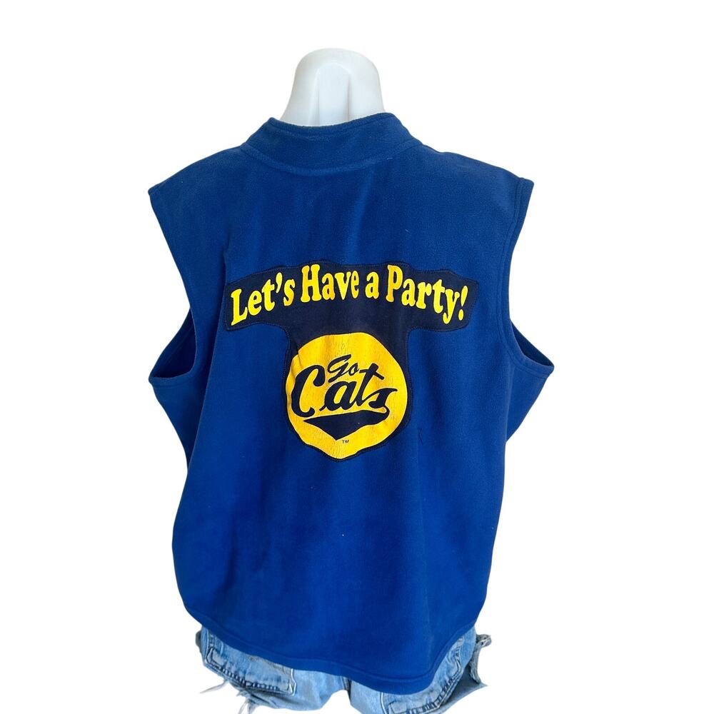 Montana State Bobcat Fleece Vest  XL Football Unique Tailgate MSU Oversized Blue
